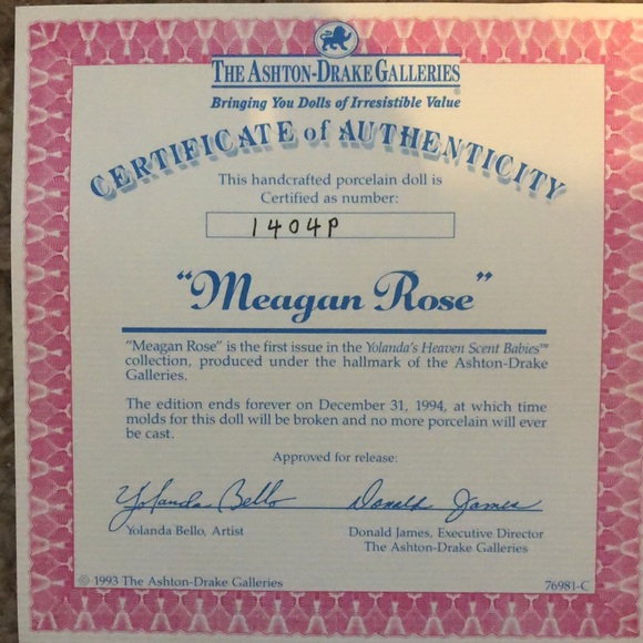 Vintage Ashton Drake Porcelain collector doll “Meagan Rose” - Picture 3 of 7